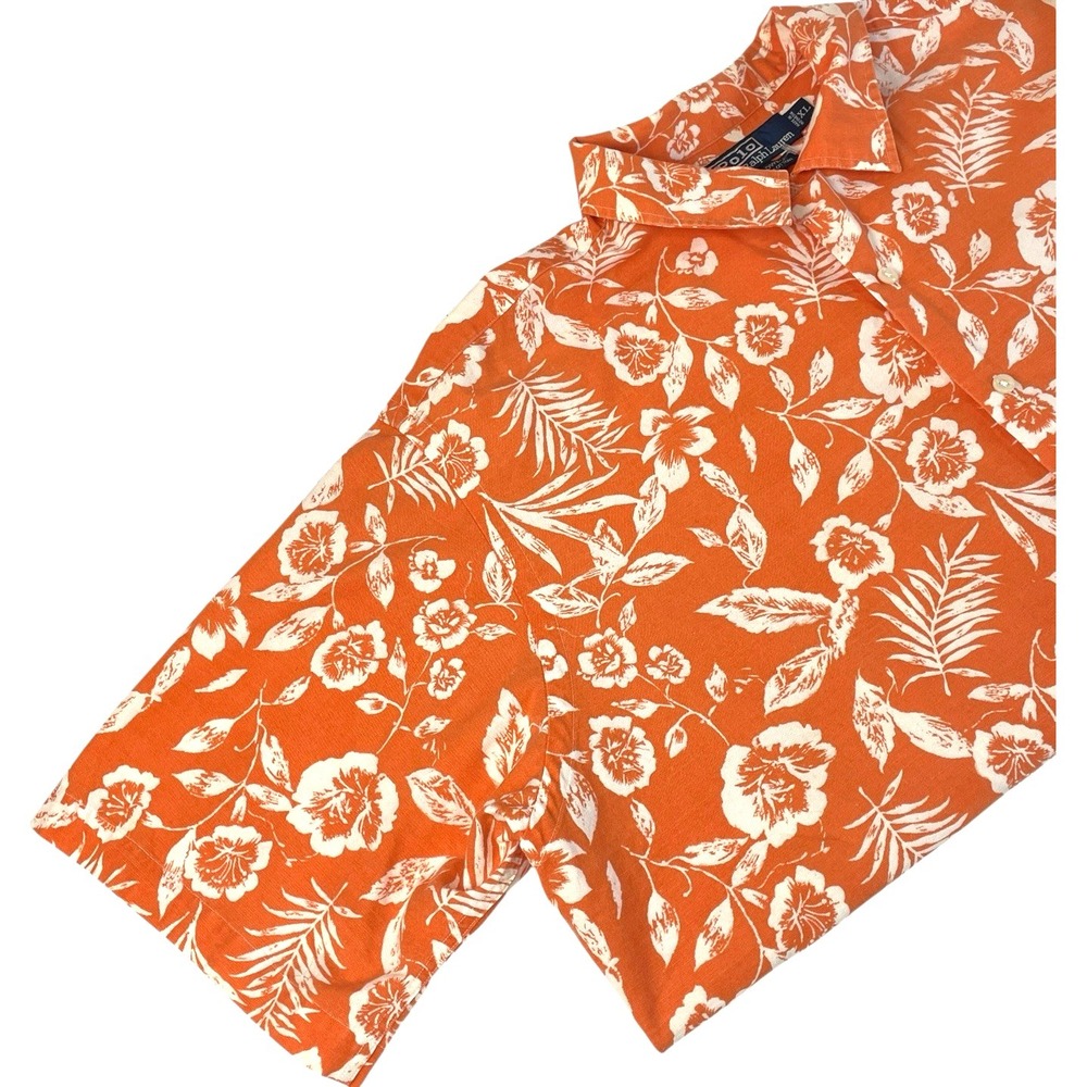 Polo Ralph Lauren Caldwell Floral Shirt XL Orange Hawaiian Camp Shirt Y2K
